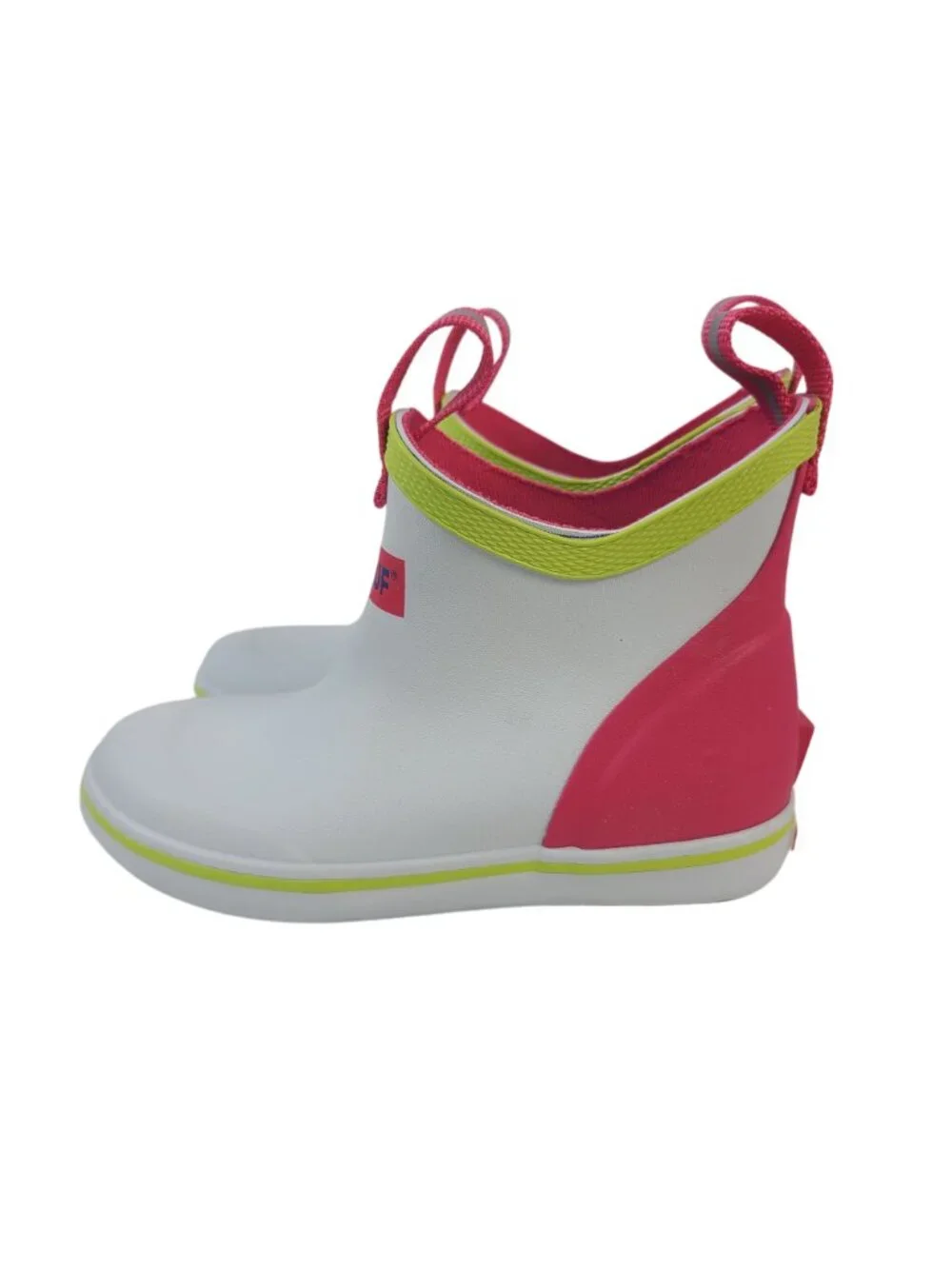 NEW Xtratuf Youth Ankle Deck Boots White Pink Neon Green Size 10M Waterproof